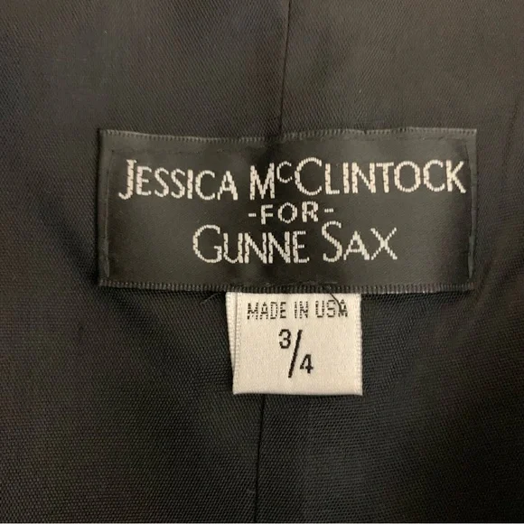 Vintage Jessica McClintock for Gunne Sax Black Satin Halter Evening Dress 3/4 - Picture 12 of 14